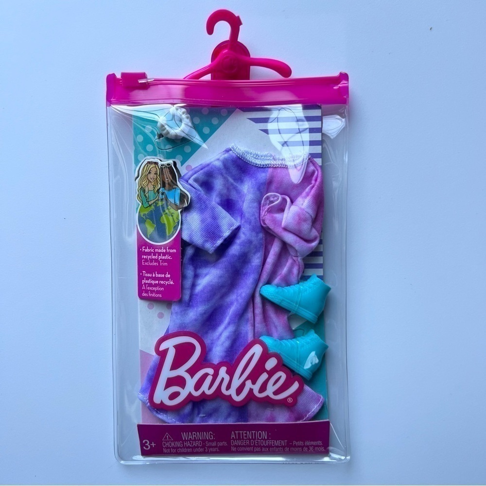 NEW Barbie Fashions Outfit by Mattel - Pink & Purple Dress, Shoes & Accessory